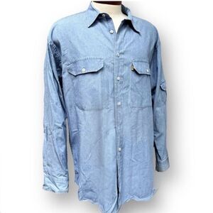 Vintage Pendleton Blue Cotton Work Shirt RN 29685 Men's size Large L